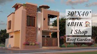 30X40 Feet Duplex House Design  1200 Sqft House Plan  9X12 Meters House Design with Walkthrough [upl. by Akram]