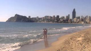 The poniente beach  playa in Benidorm Spain España [upl. by Othilia]