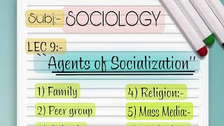 LEC 9  Agents of socialization  Easy concept in HindiUrdu for CSS PMS UPSC [upl. by Oreves]