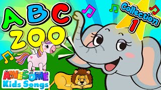 Alphabet Zoo Animals AZ Phonics ABC Song with Real Animal Sounds Collection 1 AwesomeKidsSongs [upl. by Sparke]