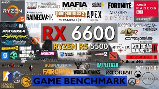 RX 6600 amp R5 5500 in 2024  107 Game Benchmarks 1080p [upl. by Nur780]