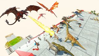 Giant Slope Challenge 6  Escape From Herd of TRex And Pteranodon Animal Revolt Battle Simulator [upl. by Caitlin]