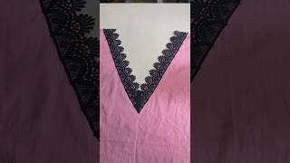 V Neck design stitching  how to attach perfect lace kurti neck design  Neck design shortssewing [upl. by Sackville]