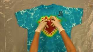 Jacquard Products Presents Tying and Dyeing the Centered Rainbow Heart Pt5 [upl. by Gridley]