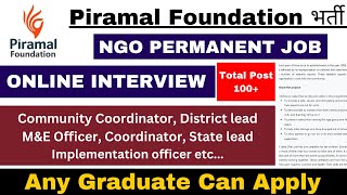 100 NGO PERMANENT VACANCY 2024  SALARY 10LPA  ONLINE INTERVIEW  NGO JOBS 2024  APPLY ALL INDIA [upl. by Keelin426]