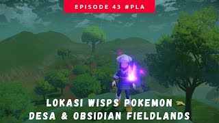 LOKASI WISPS DI DESA amp OBSIDIAN FIELDLANDS  POKEMON LEGENDS ARCEUS [upl. by Hankins]