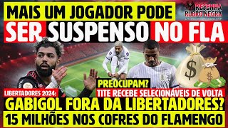 MAIS UM JOGADOR PODE SER SUSPENSO NO FLAMENGO  15 MILHÕES NOS COFRES  GABIGOL NA LIBERTADORES E [upl. by Uase]