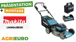 Produkt und Montagevideo Makita LM004JB101  AkkuRasenmäher  Schnittbreite 53 cm [upl. by Mckee]