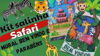 COMO FAZER MURAL DE BEMVINDOS E PARABÉNS EM EVA TEMA SAFARI [upl. by Bathulda]