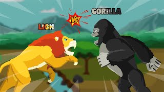 Lion vs Gorilla  Carnivores vs Herbivores S1  Animal Animation [upl. by Sacci]