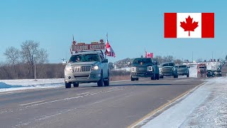 Freedom Convoy Rolls Across Manitoba [upl. by Nylecsoj]