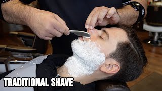 💈 Wet shave with Kamisori Soothing ASMR Sounds  Traditional Barbershop in Berlin [upl. by Oniratac695]