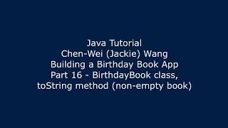 Java Tutorial Birthday Book App 16 [upl. by Reimer]