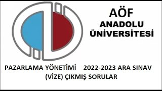 Pazarlama Yönetimi 20222023 Ara Sınav Vize Çıkmış Sorular [upl. by Furgeson]