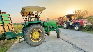 PB1886 में धान की थ्रेसिंग John Deere 5050  Eicher 485 with Punjab Thresher 13 क्विंटल प्रति बीघा [upl. by Aronaele700]