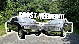 CAMMED CREW CAB VS FULL EXHAUST REG CAB  WHO TO BOOST [upl. by Doug937]