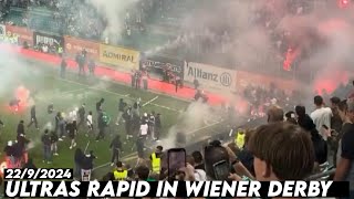 ULTRAS RAPID IN WIENER DERBY  Rapid Wina vs Austria Wina 2292024 [upl. by Cedell]