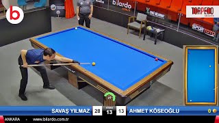 AHMET KÖSEOĞLU vs SAVAŞ YILMAZ  3 Cushion Billiards Championship 2024 ANKARA [upl. by Klockau]