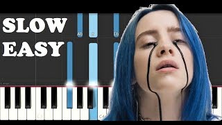 Billie Eilish  When The Partys OverSLOW EASY PIANO TUTORIAL [upl. by Weed]