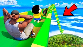 SHINCHAN AND FRANKLIN TRIED THE LONGEST WATER SLIDE FROM SKY IN GTA 5 [upl. by Eiroc]