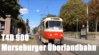 Straßenbahn HalleSaale T4D 900 auf Merseburger Überlandbahn unterwegs 3916 [upl. by Melise]