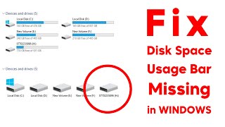 HOW TO FIX THE DISK SPACE USAGE BAR MISSING PROBLEM IN WINDOWS [upl. by Doxia]