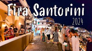 Fira Santorini walking tour 4k nightlife sunset Santorini Greece 2024 [upl. by Beitris]