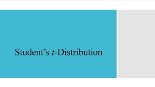 Students tDistribution [upl. by Thar]