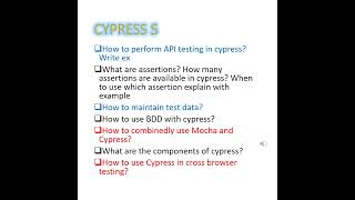 Cognizant CypressSelenium Interview Qu for 8 to 15 yr cypress selenium  Testing Labs A to Z s8D [upl. by Shiroma]