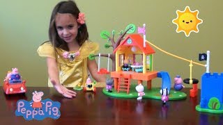 Peppa Pig Story Peppa Pigs Treehouse and Georges Fort Play Time Story with Peppa PigToys [upl. by Asel]