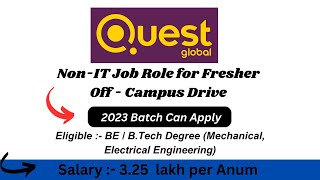 Quest Global Hiring for Fresher  Trainee Engineer  Salary325LPA Bangalore 😍✔️ jobswithshubham [upl. by Schell]