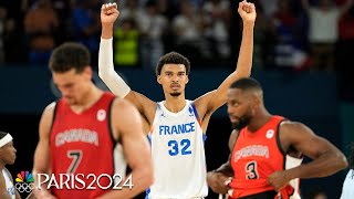 France keeps Canada at arms length in mens basketball quarterfinal win  Paris Olympics [upl. by Lovich]