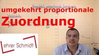 umgekehrt proportionale Zuordnung  Mathematik  Lehrerschmidt [upl. by Ahsikahs]