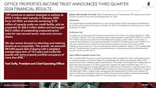 Office Properties Income Trust OPI Q3 2024 Earnings Presentation [upl. by Giffard]