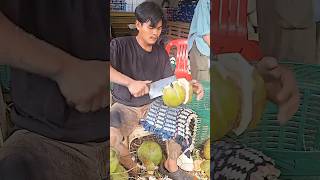 Coconut Cutting Master  Cambodian Street Fruit shorts [upl. by Akanke]