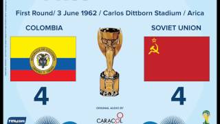 COPA MUNDIAL DE LA FIFA CHILE 1962  COLOMBIA 4 VS URSS 4  AUDIO ORIGINAL CARACOL RADIO 1962 [upl. by Mellette]