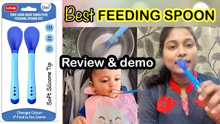 Luvlap Baby Feeding Spoon Review  Heat Sensitivite Spoon  Non Toxic Silicon Spoon [upl. by Malloch]