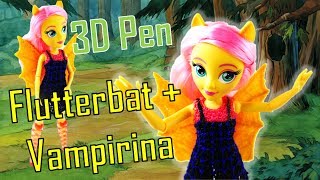 DIY Flutterbat Vampirina Fluttershy Custom Doll Dress with 3D Pen [upl. by Colan]