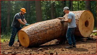 Man Turns Giant Log Into Amazing Table  Woodworking Skills And Techniques [upl. by Ivar]