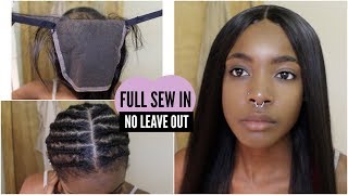 NEW METHOD Flat Full Sew In Weave With Lace Closure No GlueNo Leave Out Soft Feel Hair [upl. by Netsoj]