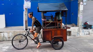 ASMR Cafe Vlog Mini coffee shop Café hopping Street Bicycle Cart Design Barista Work Hard Kopi Bar [upl. by Rusell]