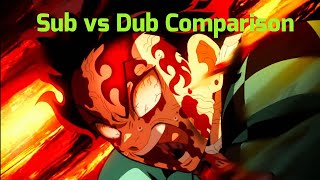 Demon Slayer Tanjiro Awakens his Demon Slayer Mark Sub vs Dub Comparison [upl. by Nnyluqcaj380]