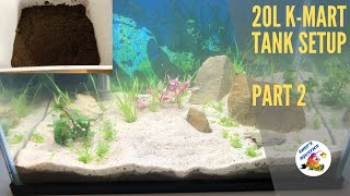 20L kmart tank set up with dirtsand and plants Part 2 [upl. by Nnainot469]