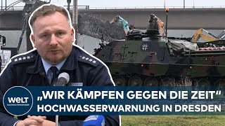 DRESDEN Hochwasserwarnung Abriss der Carolabrücke läuft auf Hochtouren  Bundeswehr unterstützt [upl. by Aisatsanna]