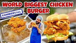 BaBa G Made World Biggest Chicken Burger 🍔  Mighty Zinger Burger  Best Sauce  BaBa Food RRC [upl. by Vogel738]