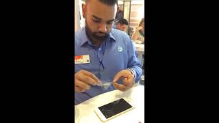 Unintentional ASMR Employee applying screen protector [upl. by Neehsar]