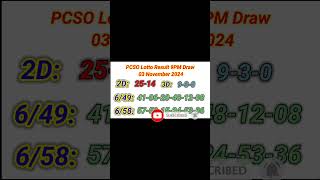 Lotto Result Today 9pm live draw November 3 2024 Swertres Ez2 PCSO live result [upl. by Annodahs]