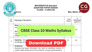 CBSE Class 10 Maths Syllabus for 202425 Download PDF [upl. by Drol]