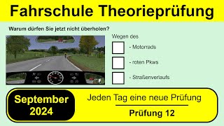 🚘 Führerschein Theorieprüfung Klasse B 🚗 September 2024  Prüfung 12 🎓📚 [upl. by Honora567]