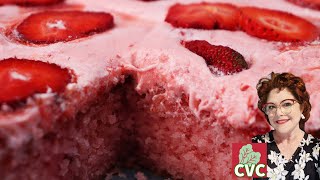 THE BEST Strawberry Cake  1970s Strawberry JellO Cake Recipe [upl. by Saiasi457]